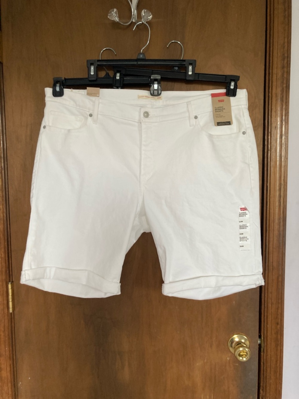 Levi’s white mid rise Bermuda jean short white cuffed Bermuda short 24W - Picture 11 of 17